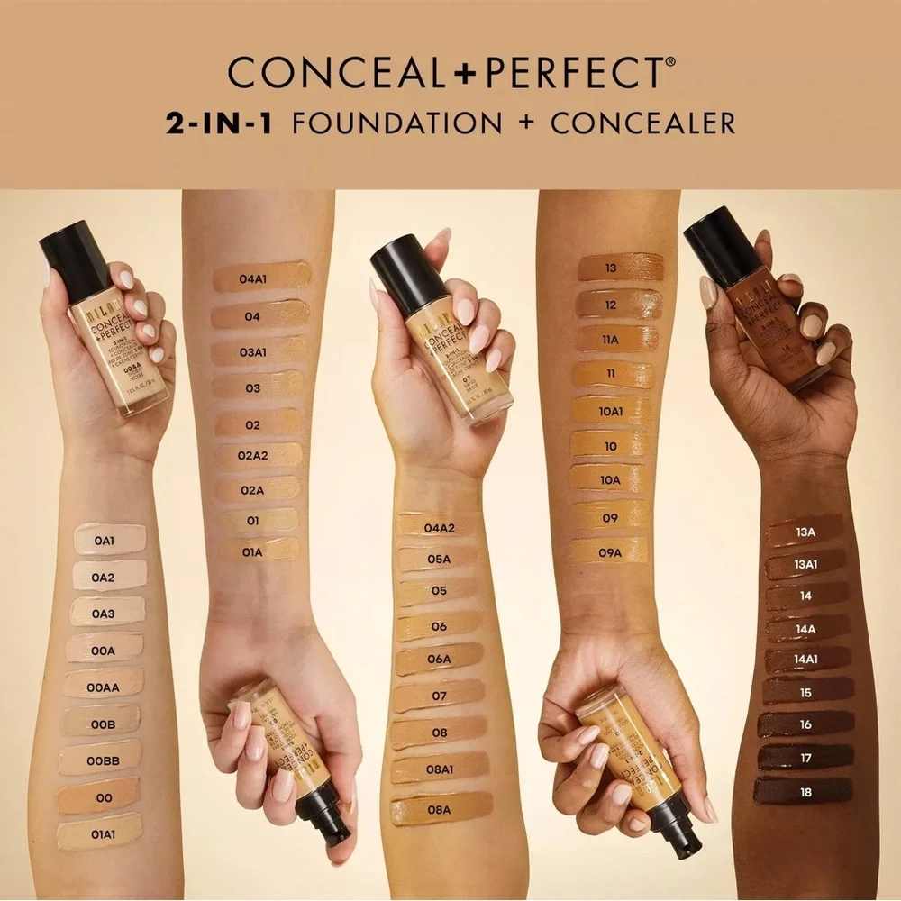 MILANI Conceal + Perfect 2-in-1 Foundation Concealer- Golden Tan, NEW